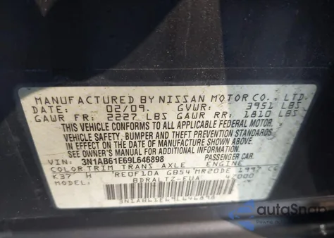 2009 Nissan Sentra 2.0S from USA, damaged, VIN 3N1AB61E69L646898
